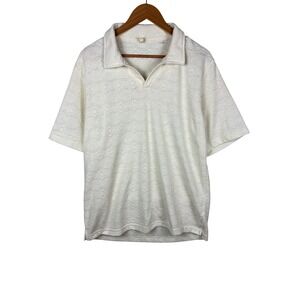 Mens Cabana Short Sleeve Open Knit Polo Golf Shirt Sz L Beach Club Resort E.T.A.